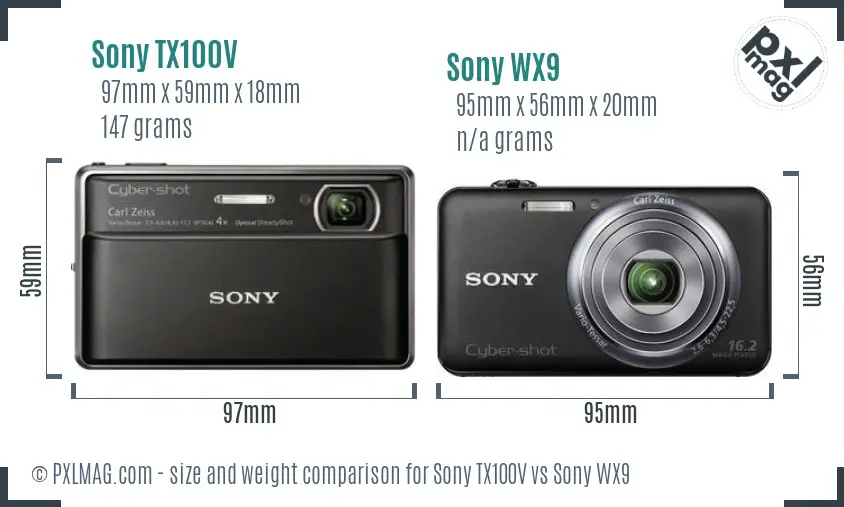 Sony TX100V vs Sony WX9 size comparison