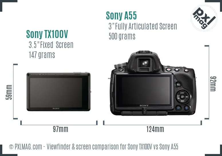 Sony TX100V vs Sony A55 Screen and Viewfinder comparison