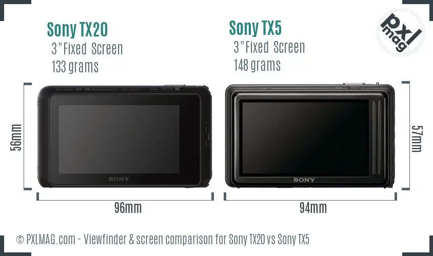 Sony TX20 vs Sony TX5 Screen and Viewfinder comparison