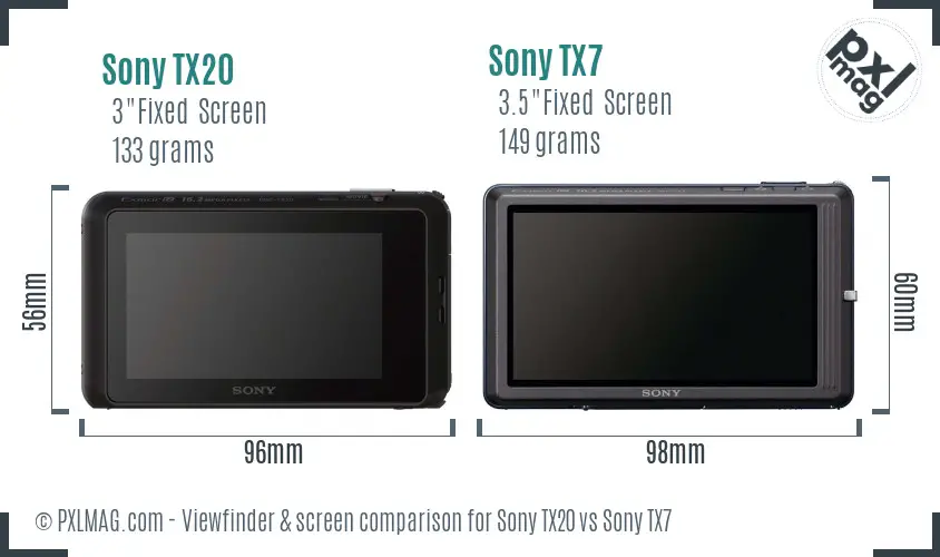 Sony TX20 vs Sony TX7 Screen and Viewfinder comparison