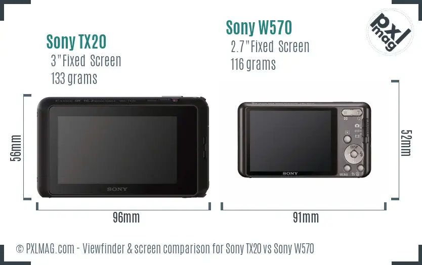 Sony TX20 vs Sony W570 Screen and Viewfinder comparison