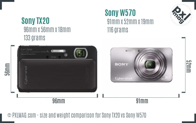 Sony TX20 vs Sony W570 size comparison