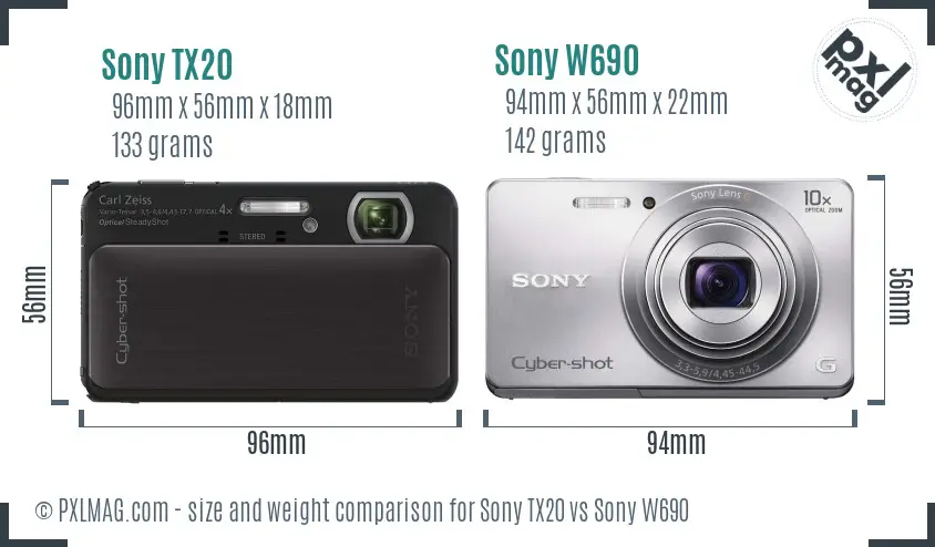 Sony TX20 vs Sony W690 size comparison