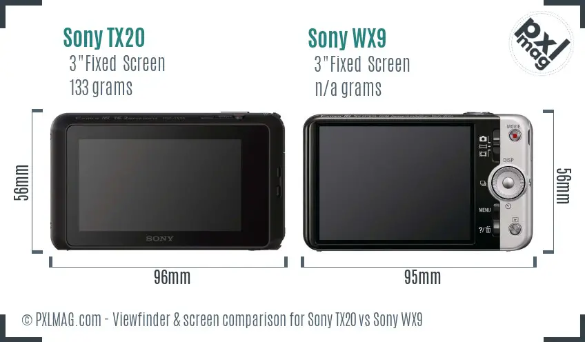Sony TX20 vs Sony WX9 Screen and Viewfinder comparison