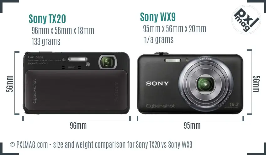 Sony TX20 vs Sony WX9 size comparison