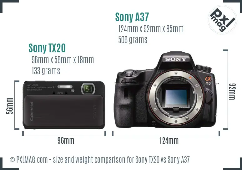 Sony TX20 vs Sony A37 size comparison