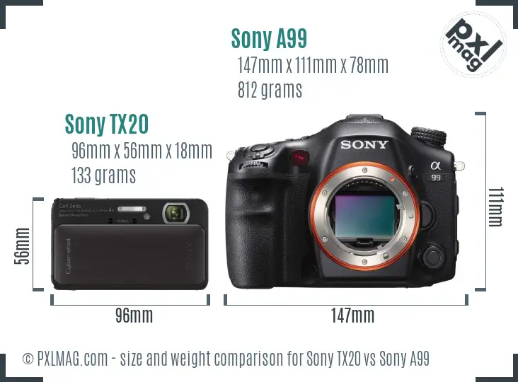 Sony TX20 vs Sony A99 size comparison