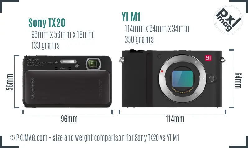 Sony TX20 vs YI M1 size comparison