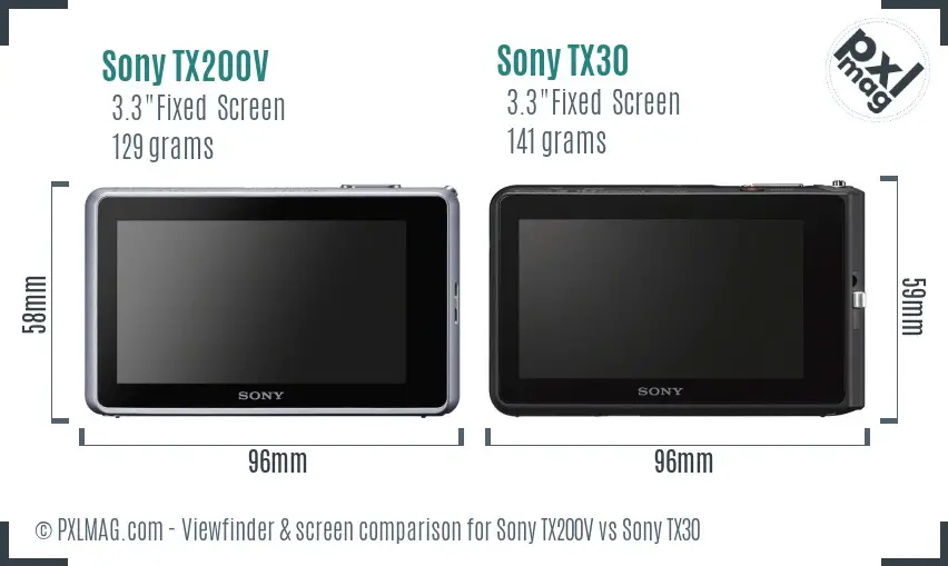Sony TX200V vs Sony TX30 Screen and Viewfinder comparison