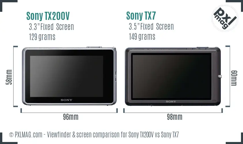 Sony TX200V vs Sony TX7 Screen and Viewfinder comparison