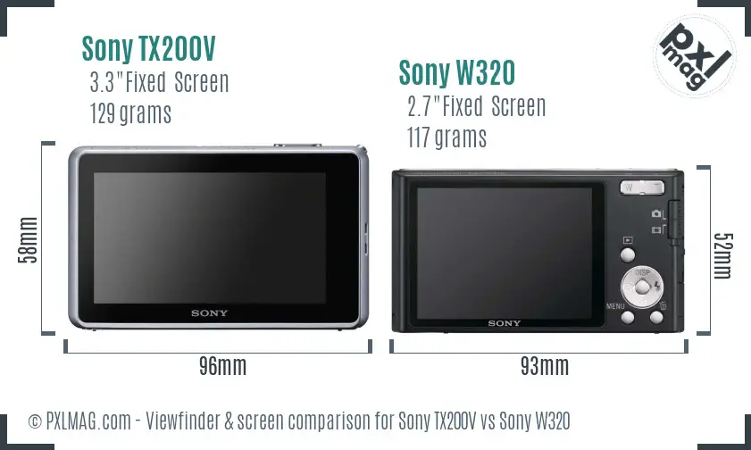 Sony TX200V vs Sony W320 Screen and Viewfinder comparison