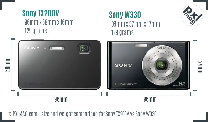 Sony TX200V vs Sony W330 size comparison