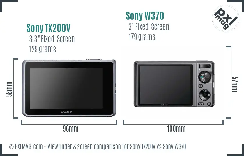Sony TX200V vs Sony W370 Screen and Viewfinder comparison