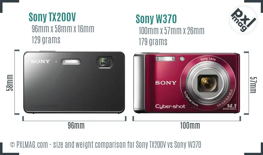 Sony TX200V vs Sony W370 size comparison