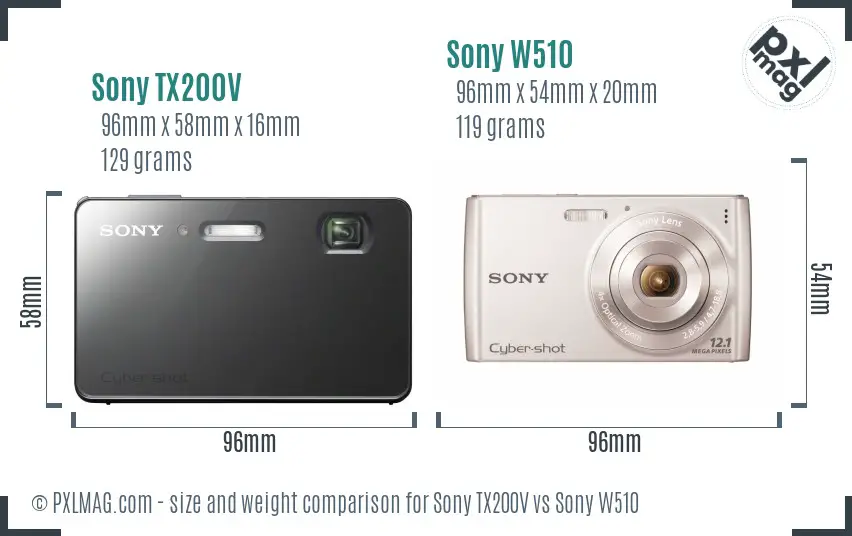Sony TX200V vs Sony W510 size comparison