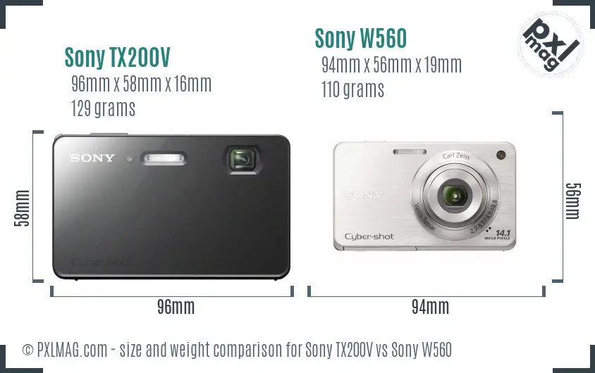 Sony TX200V vs Sony W560 size comparison