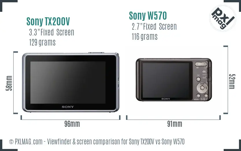 Sony TX200V vs Sony W570 Screen and Viewfinder comparison