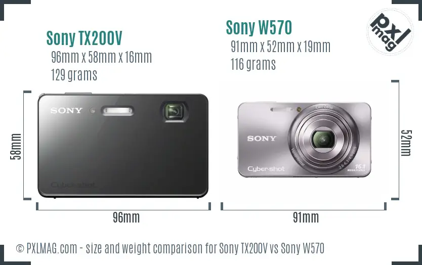 Sony TX200V vs Sony W570 size comparison
