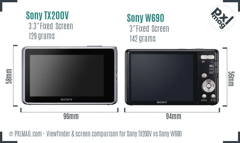 Sony TX200V vs Sony W690 Screen and Viewfinder comparison