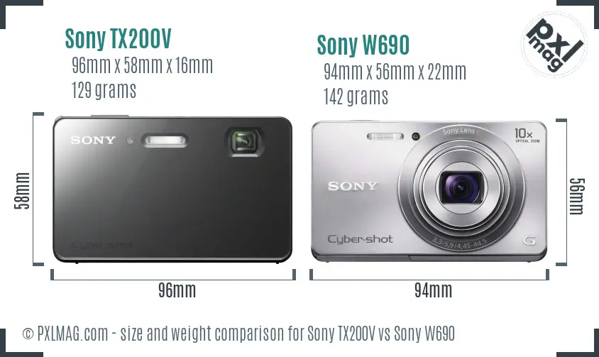 Sony TX200V vs Sony W690 size comparison