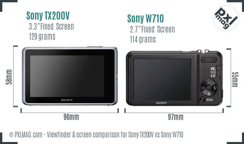 Sony TX200V vs Sony W710 Screen and Viewfinder comparison