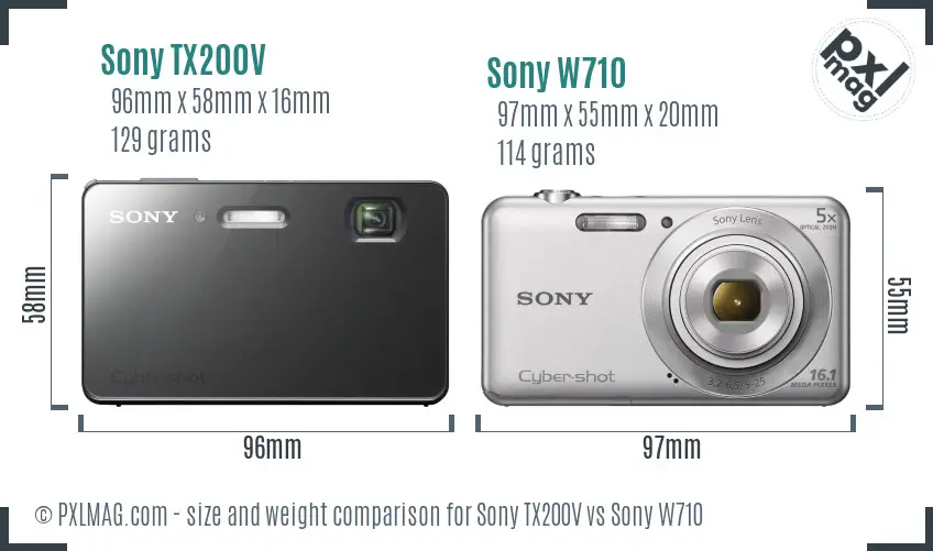 Sony TX200V vs Sony W710 size comparison
