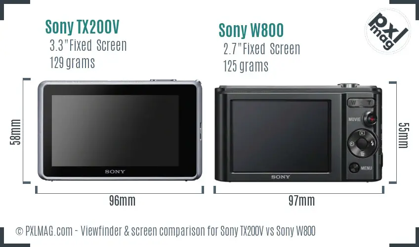 Sony TX200V vs Sony W800 Screen and Viewfinder comparison