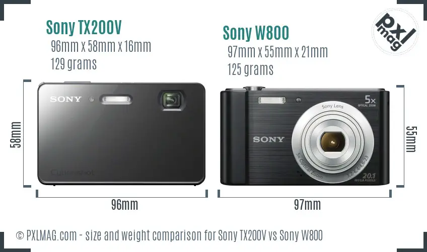 Sony TX200V vs Sony W800 size comparison
