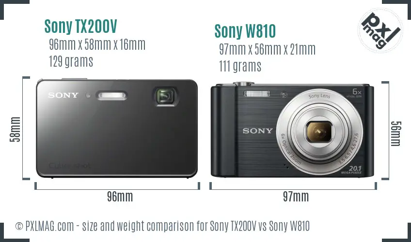 Sony TX200V vs Sony W810 size comparison