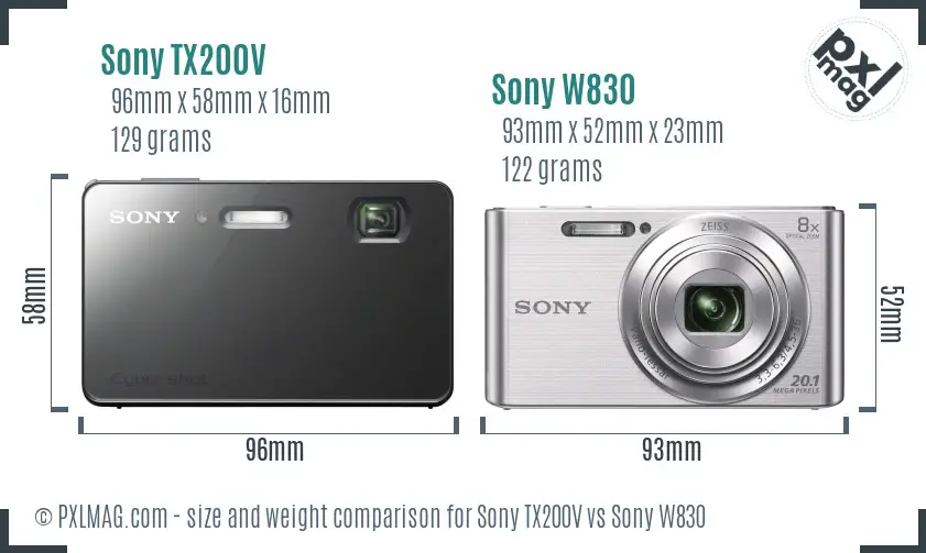 Sony TX200V vs Sony W830 size comparison