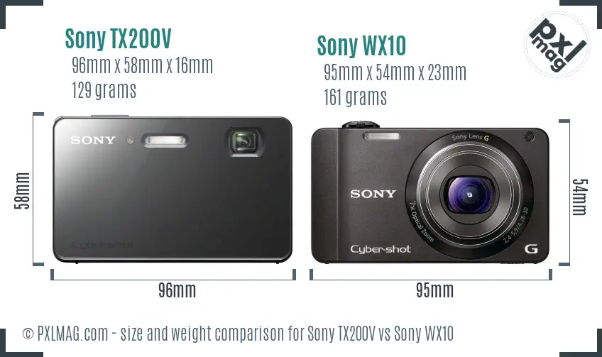Sony TX200V vs Sony WX10 size comparison