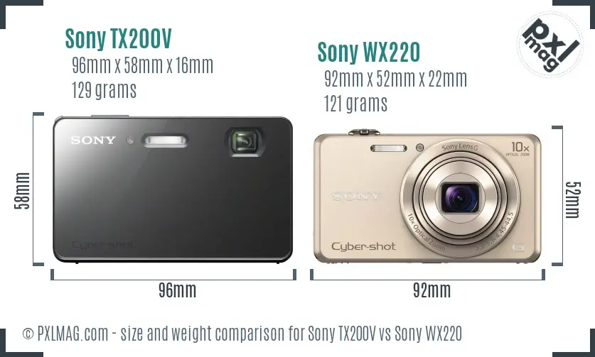 Sony TX200V vs Sony WX220 size comparison