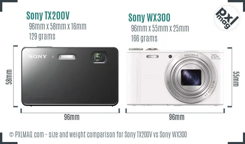 Sony TX200V vs Sony WX300 size comparison