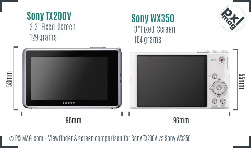 Sony TX200V vs Sony WX350 Screen and Viewfinder comparison