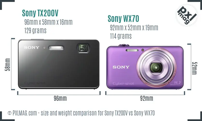 Sony TX200V vs Sony WX70 size comparison