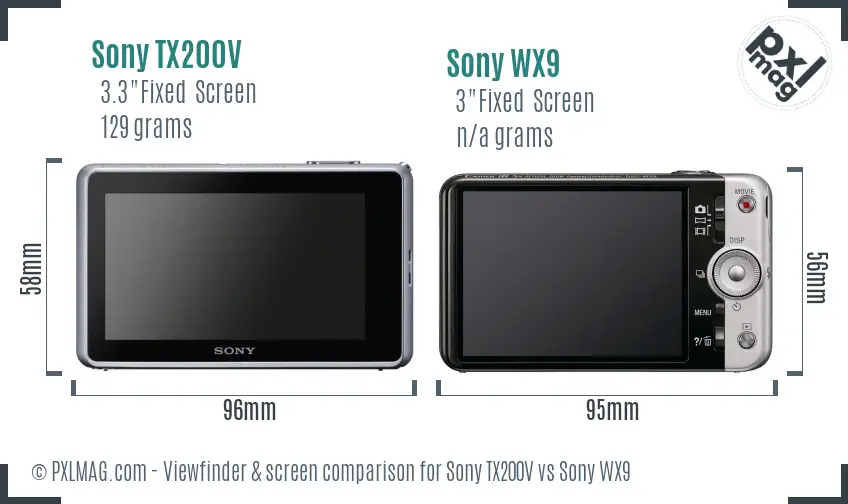 Sony TX200V vs Sony WX9 Screen and Viewfinder comparison
