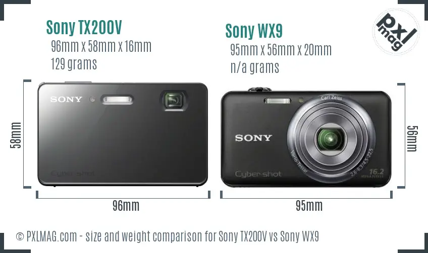 Sony TX200V vs Sony WX9 size comparison