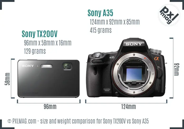 Sony TX200V vs Sony A35 size comparison