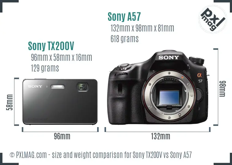 Sony TX200V vs Sony A57 size comparison