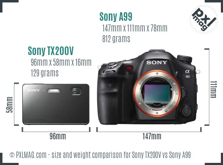 Sony TX200V vs Sony A99 size comparison