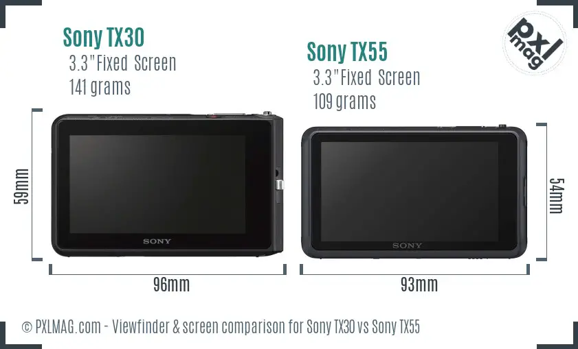 Sony TX30 vs Sony TX55 Screen and Viewfinder comparison