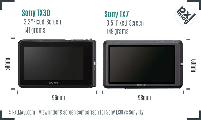 Sony TX30 vs Sony TX7 Screen and Viewfinder comparison