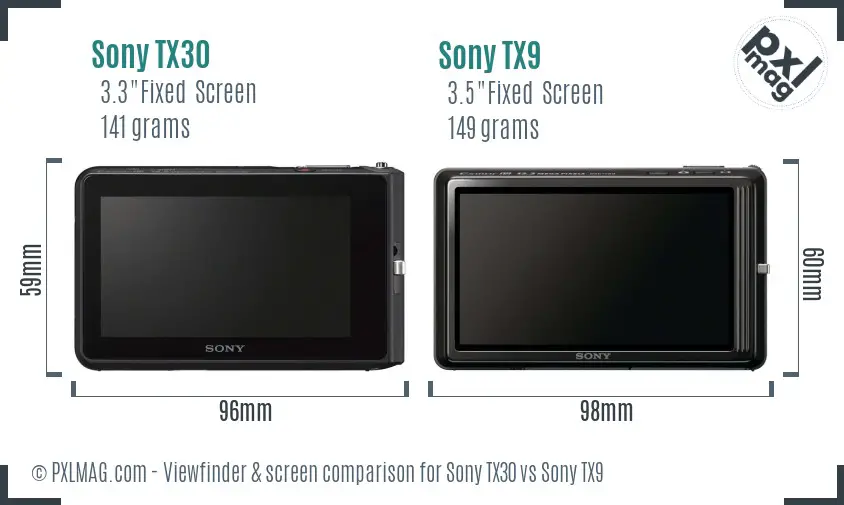 Sony TX30 vs Sony TX9 Screen and Viewfinder comparison