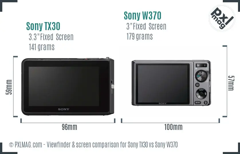 Sony TX30 vs Sony W370 Screen and Viewfinder comparison