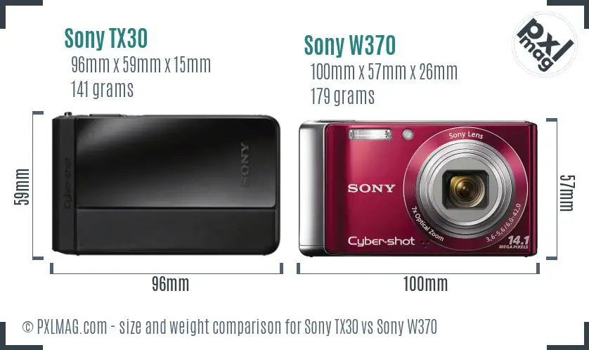 Sony TX30 vs Sony W370 size comparison