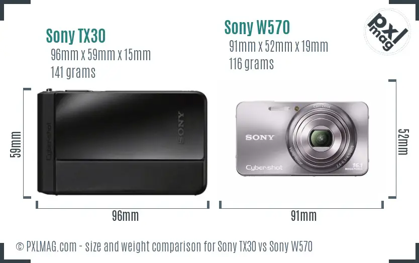 Sony TX30 vs Sony W570 size comparison