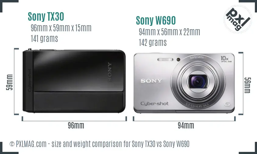 Sony TX30 vs Sony W690 size comparison