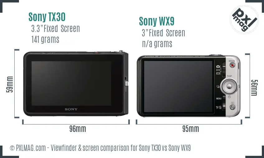 Sony TX30 vs Sony WX9 Screen and Viewfinder comparison