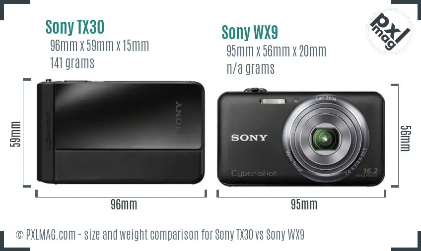 Sony TX30 vs Sony WX9 size comparison