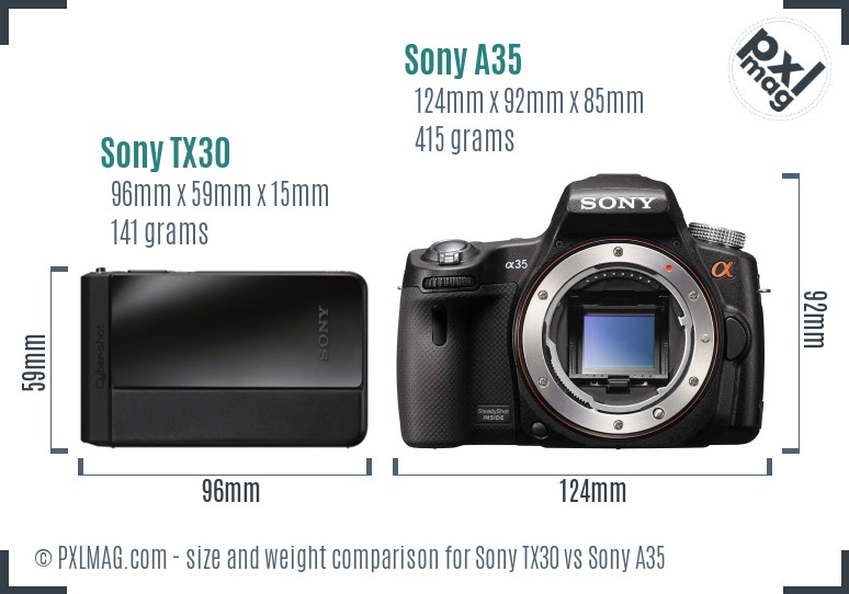 Sony TX30 vs Sony A35 size comparison